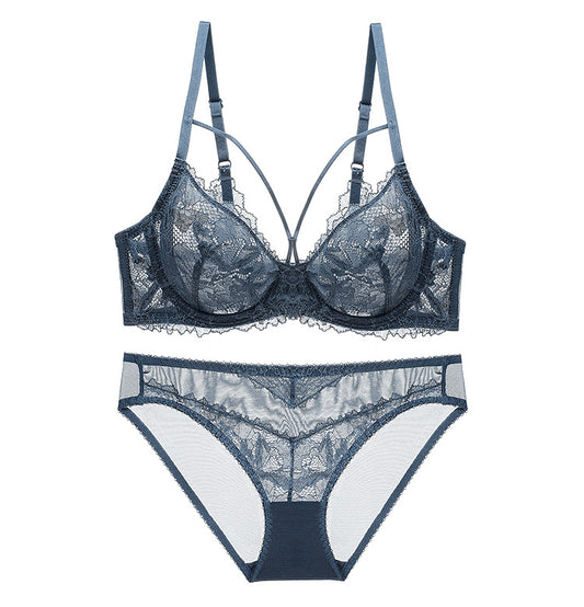 Celestial Grace Lingerie Set Dark Grey Blue