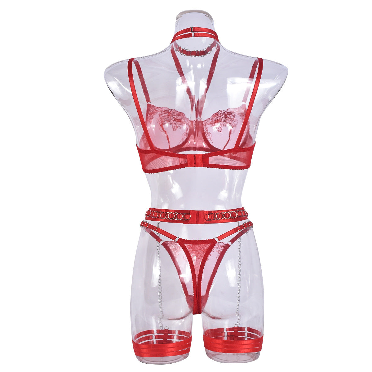 Delicate Allure Lingerie Set scarlet red back