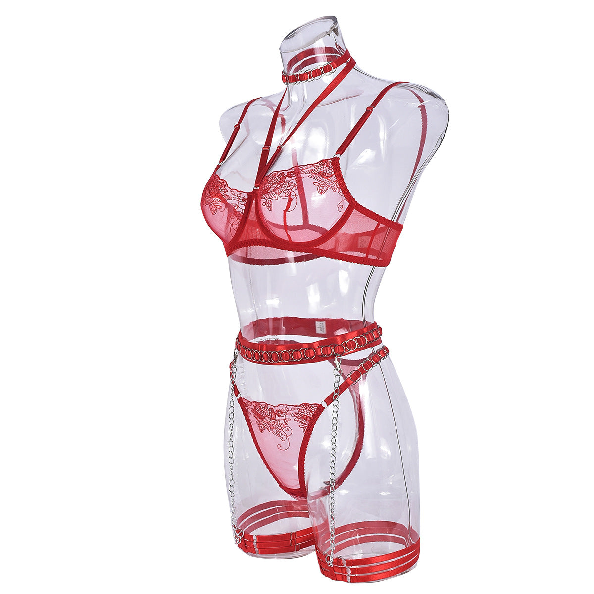 Delicate Allure Lingerie Set scarlet red side