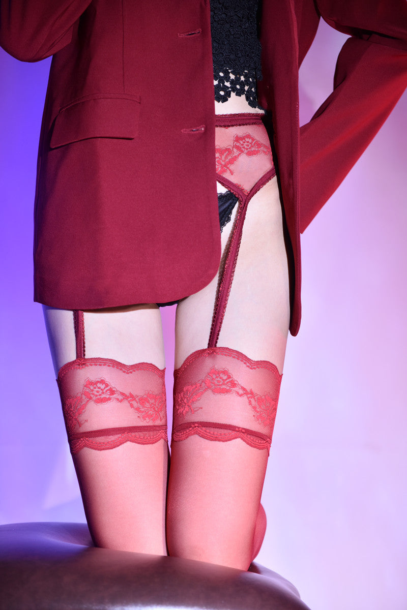 Deluxe Lace Hold-Ups with Garter Belt