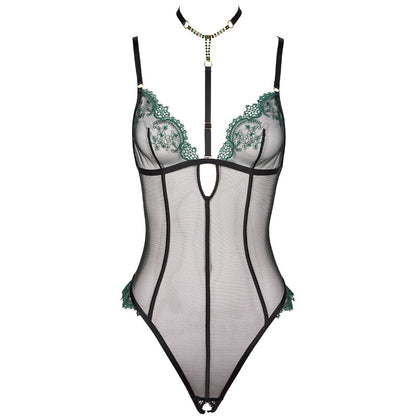 Emerald Elegance Sheer Bodysuit