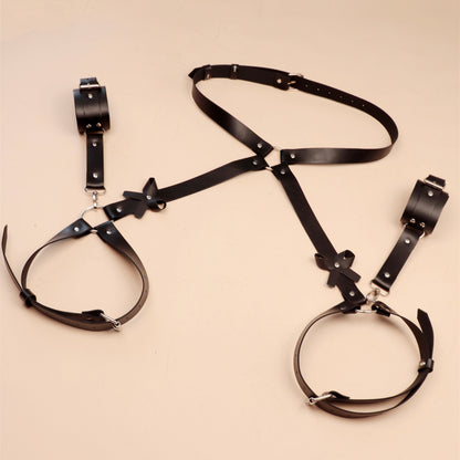 Faux Leather Cuffed Harness Belt