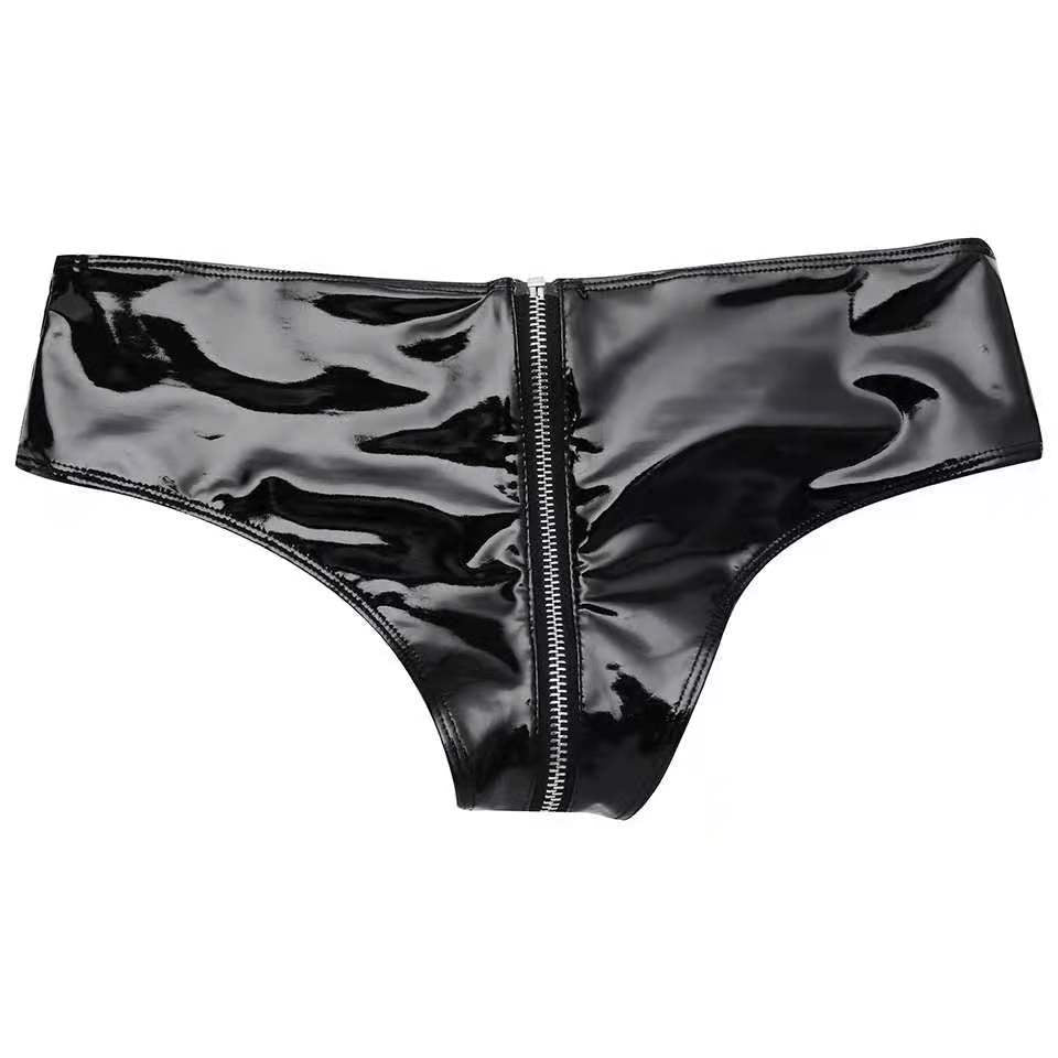 Glossy Allure Patent Leather Low-Rise Zip Panty