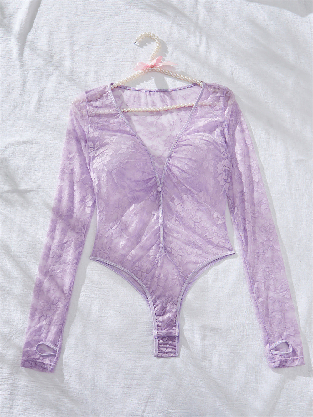 Lilac Bloom Sheer Floral Bodysuit