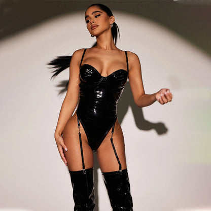 Lustrous Noir Vinyl Bodysuit