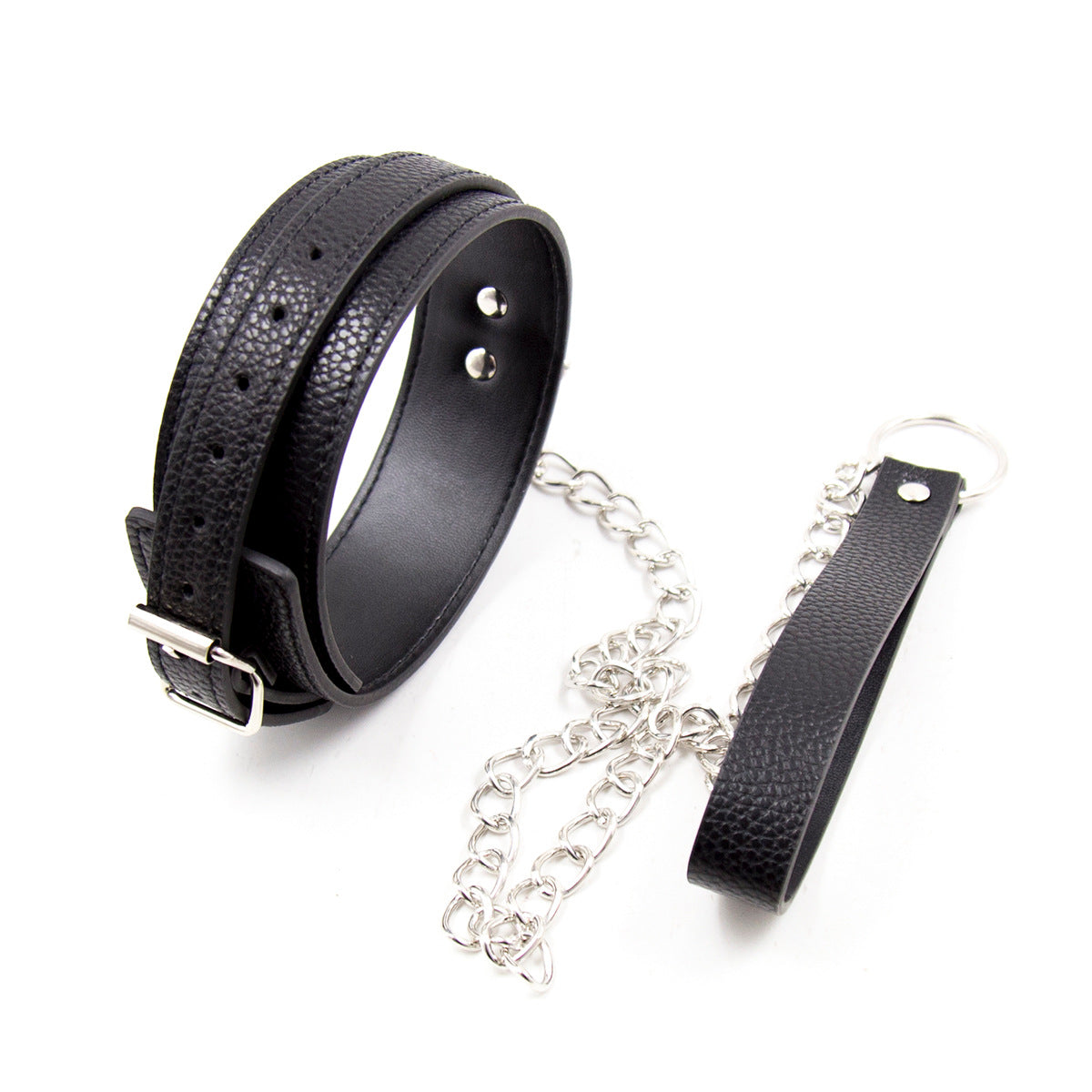 Luxurious Leather Adjustable Choker with Chain Leash