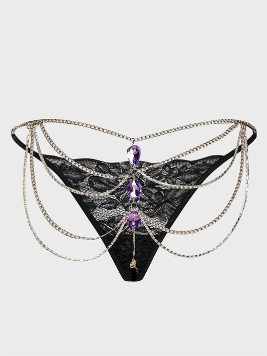 Midnight Sparkle Rhinestone String Panty