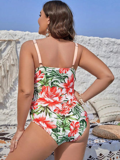 Blossom Beauty Plus-Size One-Piece Swimsuit with Front Bow Detail mooods swimwear 
