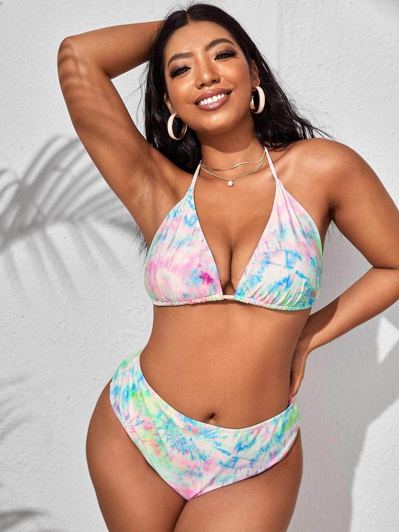 Watercolor Waves Plus-Size 2-Piece Bathing Suit Set with Pareo mooods swimwear 