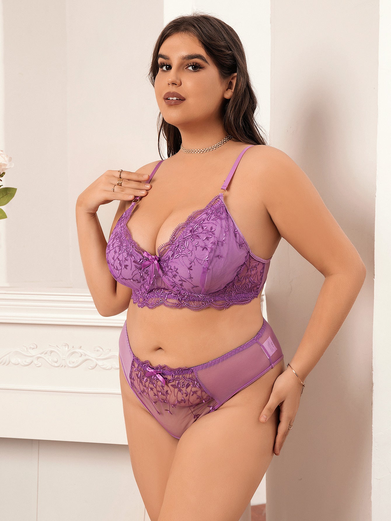 Lavender Luxe Plus Size Lingerie Set mooods lingerie