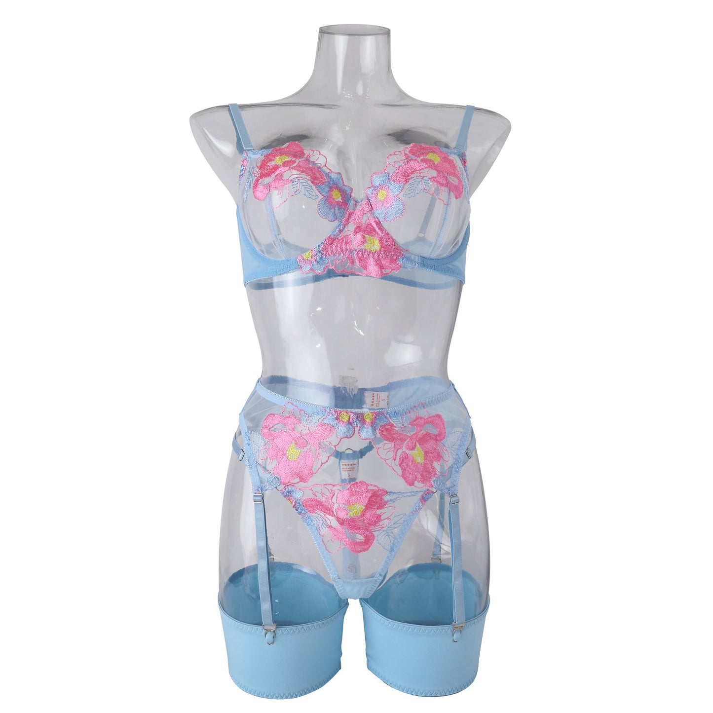 Blossom Whisper Sheer Mesh Lingerie Set