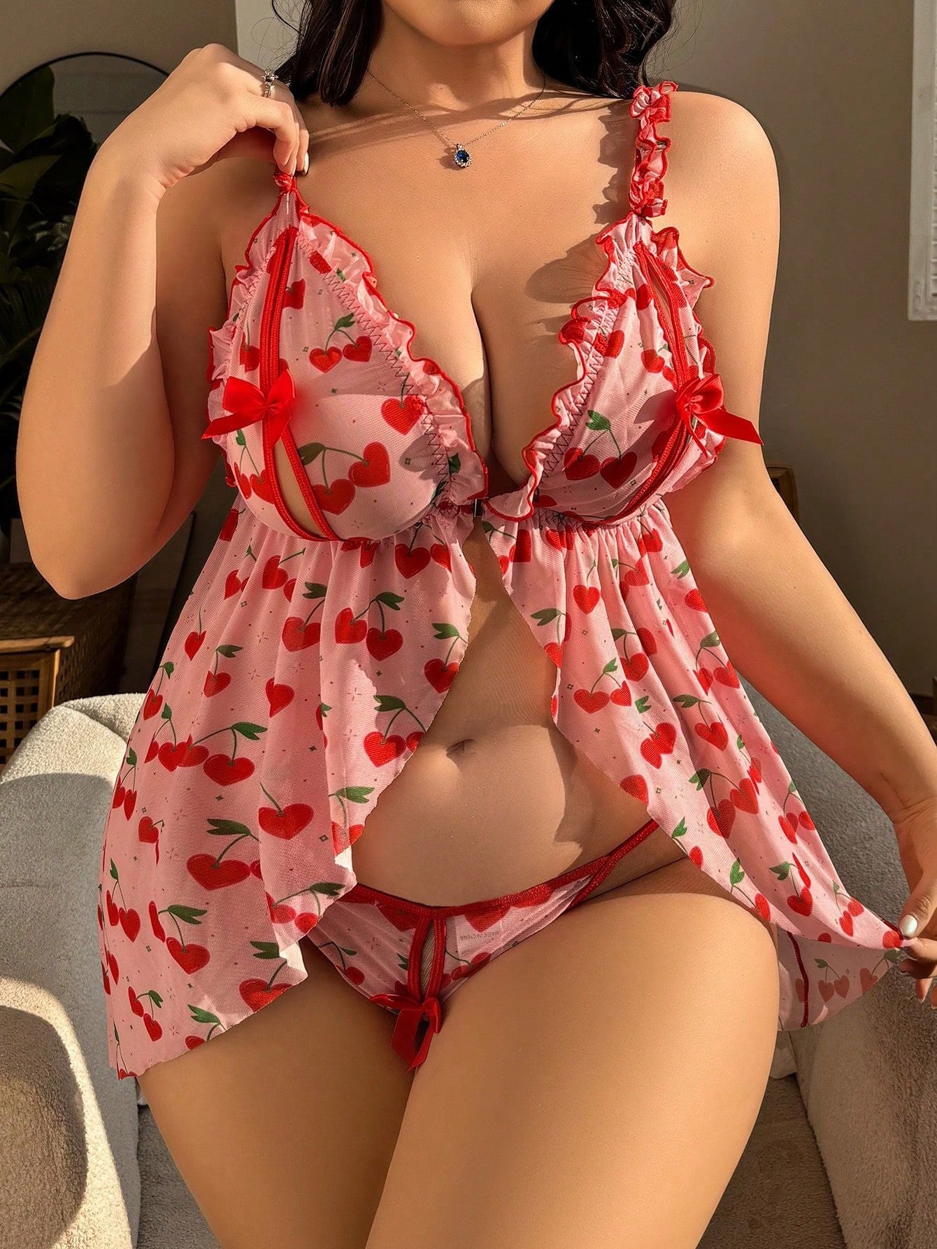 Cherry Whimsy Cami & Flirty Cutout Panty Set mooods