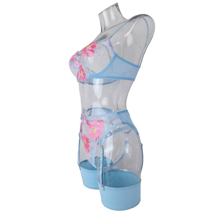 Blossom Whisper Sheer Mesh Lingerie Set