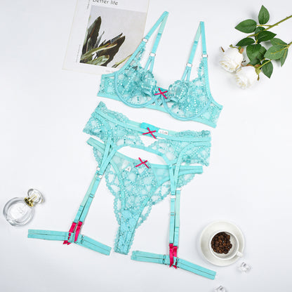 Azure Allure 3-Piece Lingerie Set mooods