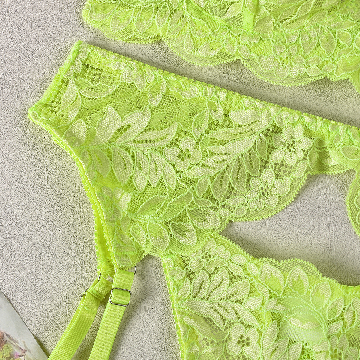 Luminous Bloom Light Green 3-Piece Lingerie Set mooods lingerie 