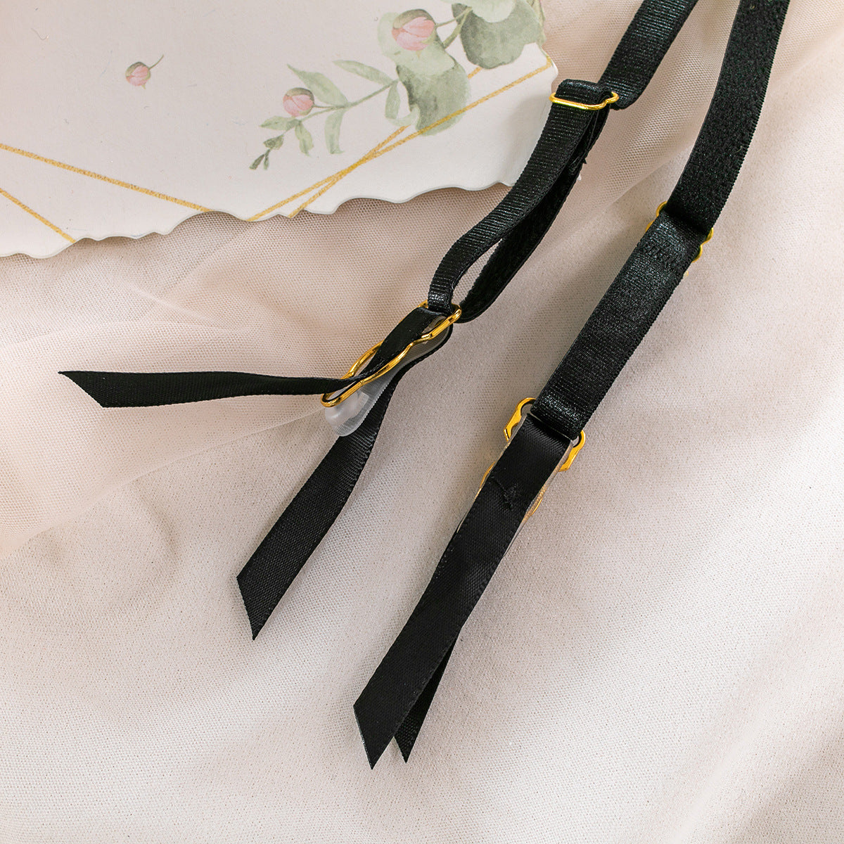 Golden Embrace: Luxurious Black Mesh Lingerie Set mooods