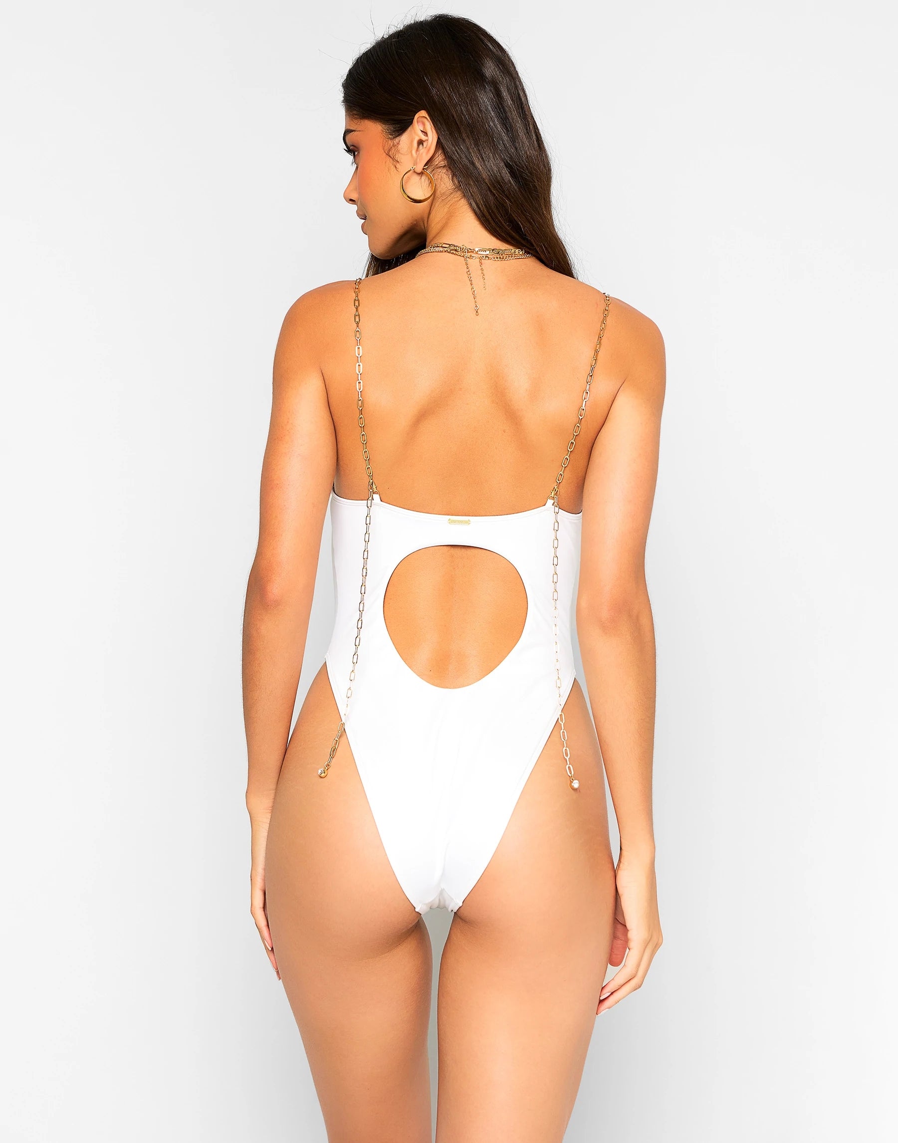Front Cutout Illusion One-Piece Swimsuit White mooods swimwear 