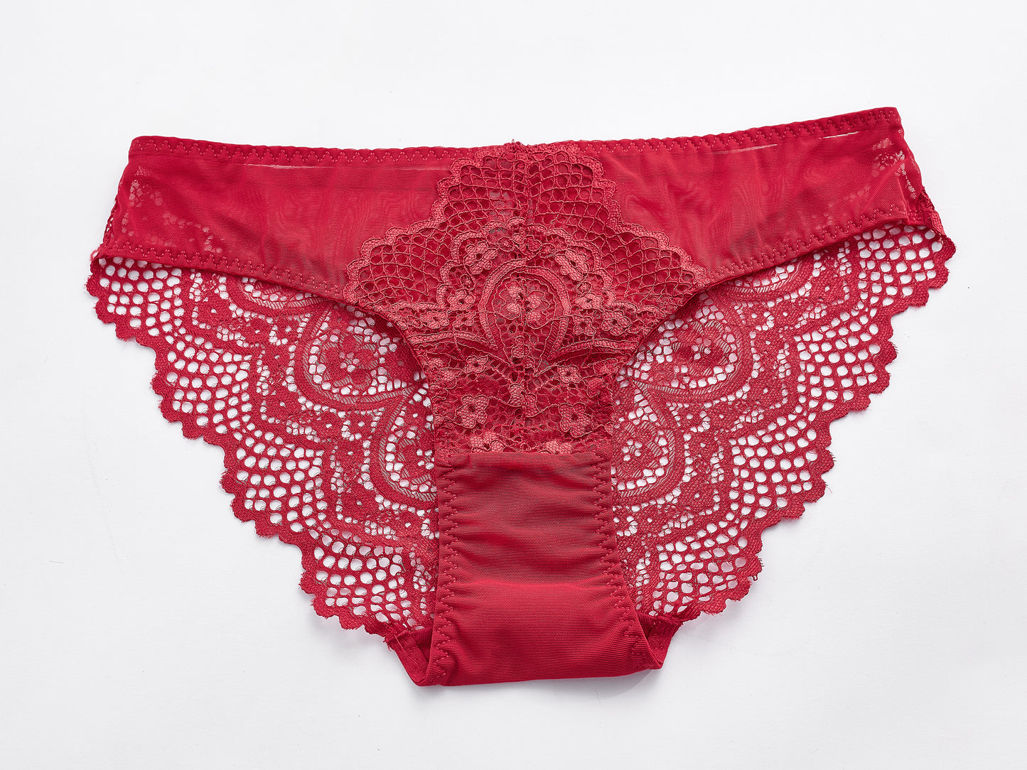 unpadded bra lace lingerie set Catalina red