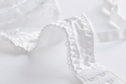 Pure Elegance: Tender Embroidered Mesh Lingerie Set in White
